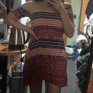 Off the shoulder red dress